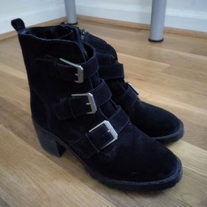 Black velvet ankle boots